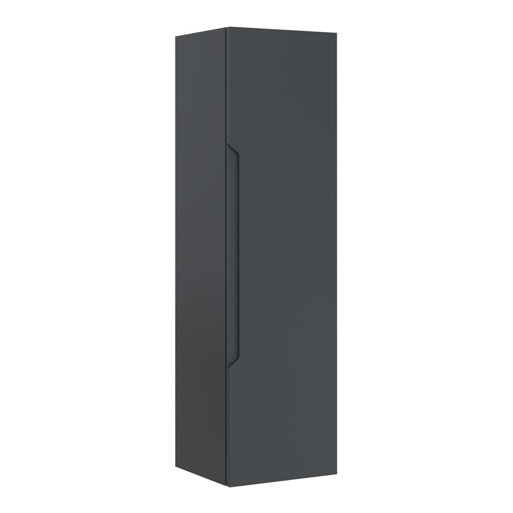 Messina Tall Wooden Wall Mounted Bathroom Storage Cabinet in Matte Anthracite