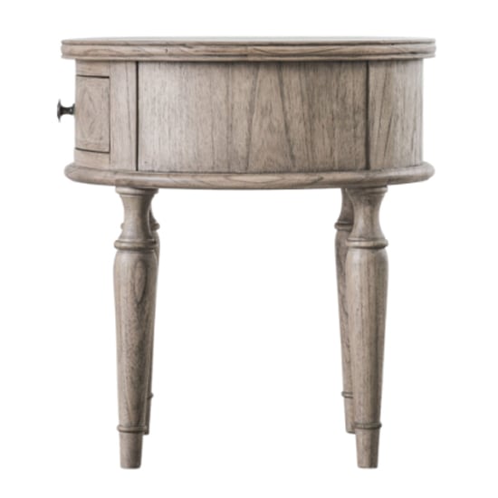 Mestiza Wooden Round Side Table With 1 Drawer In Natural