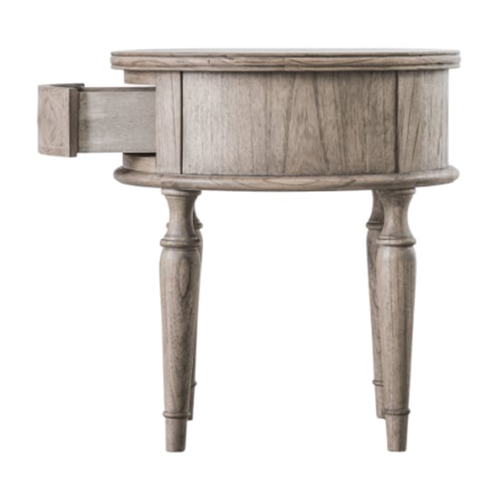 Mestiza Wooden Round Side Table With 1 Drawer In Natural