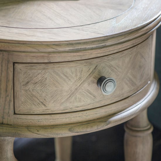 Mestiza Wooden Round Side Table With 1 Drawer In Natural