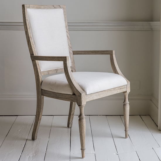Photo of Mestiza wooden armchair with linen seat in natural