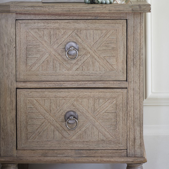 Mestiza Wooden Bedside Cabinet With 2 Drawers In Natural