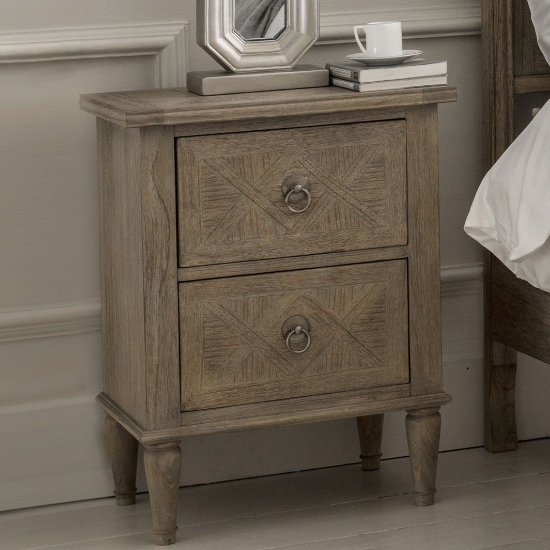Mestiza Wooden Bedside Cabinet With 2 Drawers In Natural