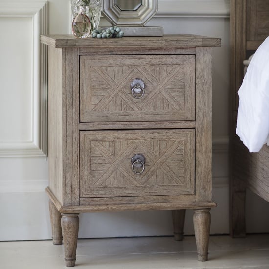 Read more about Mestiza wooden bedside cabinet with 2 drawers in natural