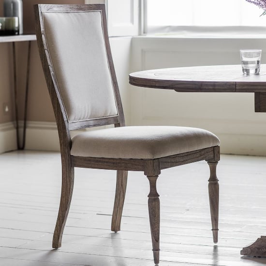 Photo of Mestiza wooden dining chair with linen seat in natural