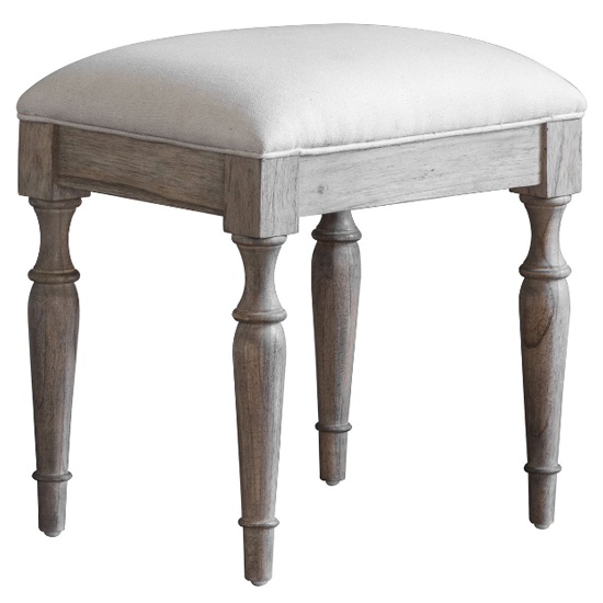 Mestiza Wooden Dressing Stool With Linen Seat In Natural
