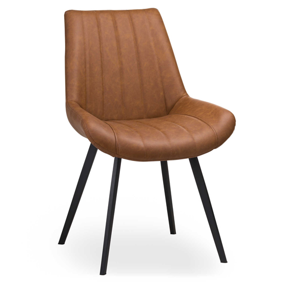 Mestra Faux Leather Dining Chair In Tan FiF