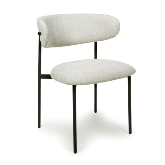 Mestre Natural Fabric Dining Chairs With Black Legs In Pair