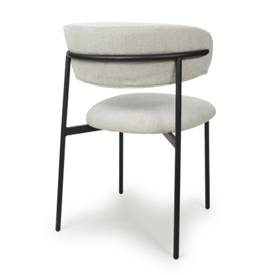 Mestre Natural Fabric Dining Chairs With Black Legs In Pair