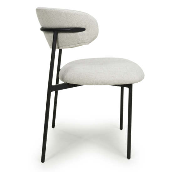 Mestre Natural Fabric Dining Chairs With Black Legs In Pair