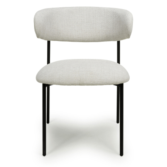 Mestre Natural Fabric Dining Chairs With Black Legs In Pair