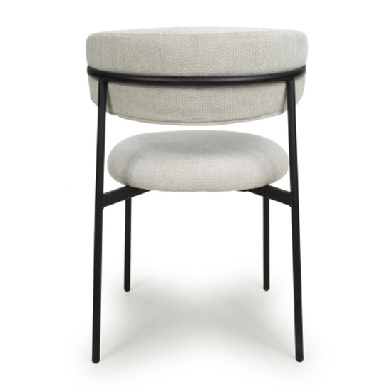 Mestre Natural Fabric Dining Chairs With Black Legs In Pair