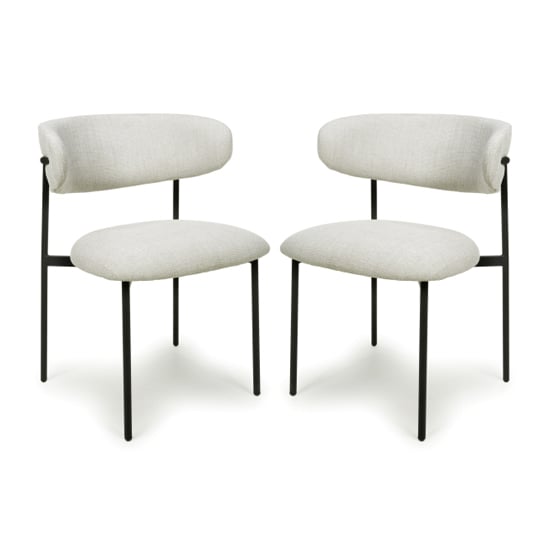 Mestre Natural Linen Effect Fabric Dining Chairs In Pair