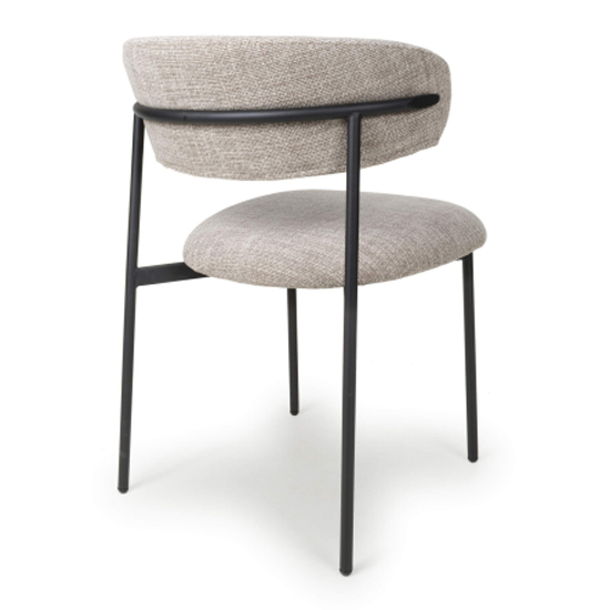 Mestre Oatmeal Fabric Dining Chairs With Black Legs In Pair
