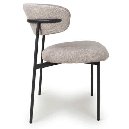 Mestre Oatmeal Fabric Dining Chairs With Black Legs In Pair