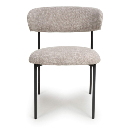 Mestre Oatmeal Fabric Dining Chairs With Black Legs In Pair