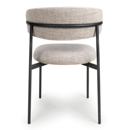 Mestre Oatmeal Fabric Dining Chairs With Black Legs In Pair