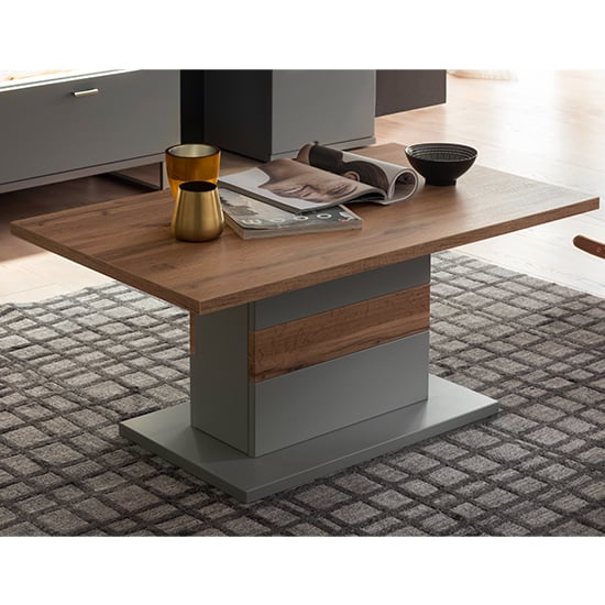 Read more about Mestre rectangular wooden coffee table in oak and artic grey