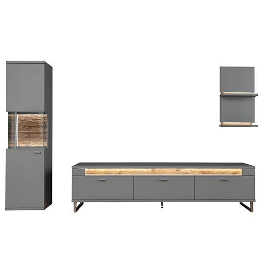 Mestre Wooden Living Room Furniture Set In Artic Grey With LED_4