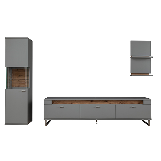 Mestre Wooden Living Room Furniture Set In Artic Grey With LED_5