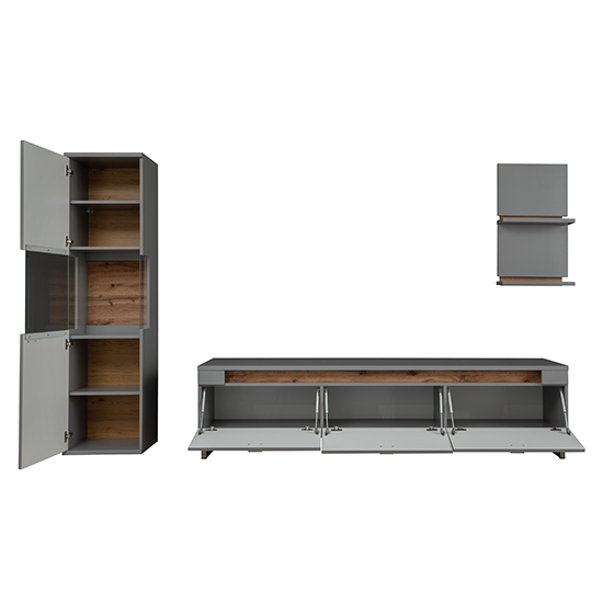 Mestre Wooden Living Room Furniture Set In Artic Grey With LED_7