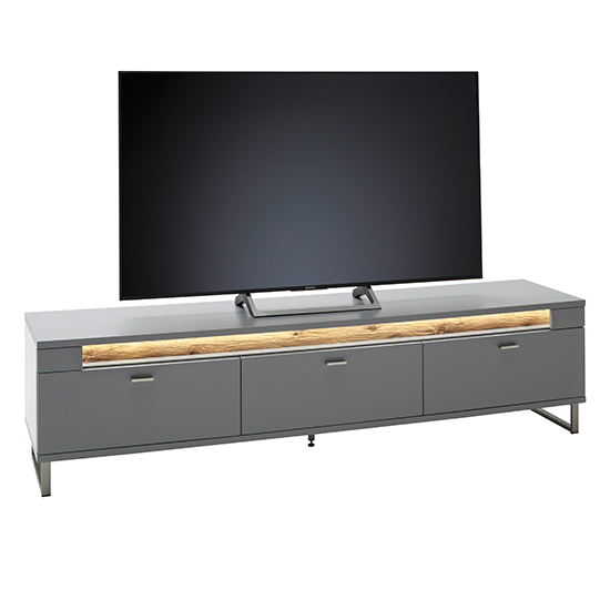 Mestre Wooden TV Stand In Artic Grey With 3 Flap Doors And LED_2