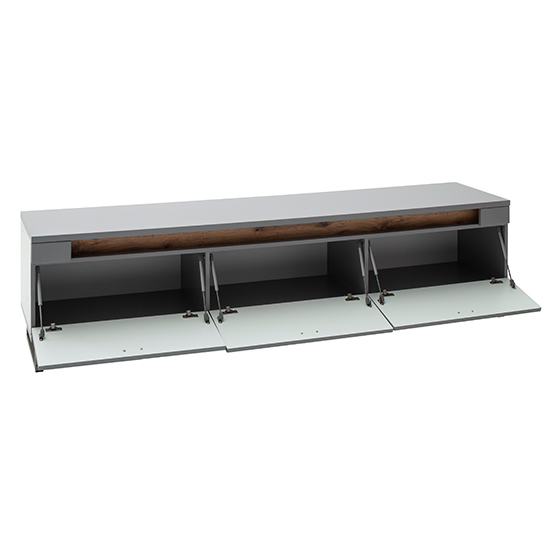 Mestre Wooden TV Stand In Artic Grey With 3 Flap Doors And LED_5