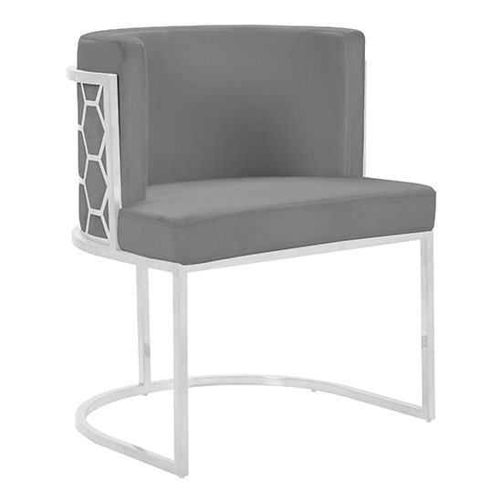 Meta Grey Velvet Dining Chairs In Pair With Silver Legs Furniture in