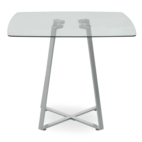 Metairie Square Clear Glass Top Dining Table With Grey Base