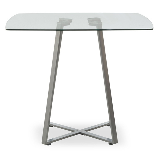 Photo of Metairie square clear glass top dining table with grey base