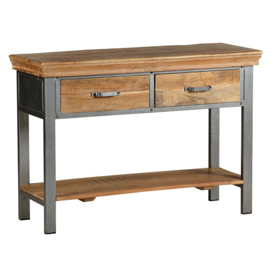 Metapoly Industrial Console Table In Acacia With 2 Drawers_2