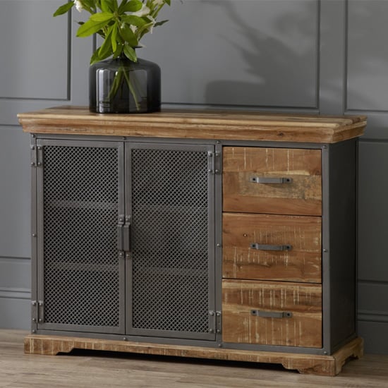 Read more about Metapoly industrial sideboard in acacia with 2 doors 3 drawers