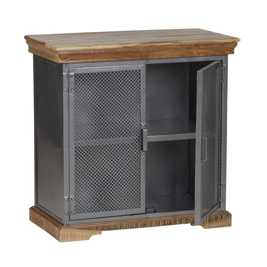 Metapoly Industrial Sideboard In Acacia With 4 Doors 1 Shelf