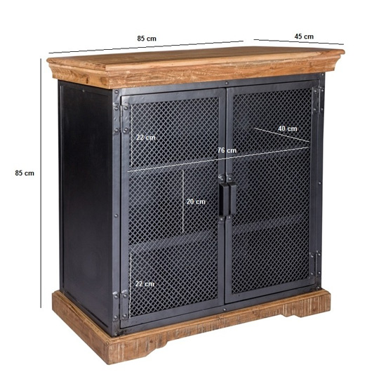 Metapoly Industrial Sideboard In Acacia With 4 Doors 1 Shelf