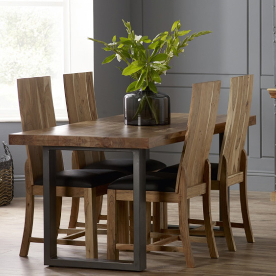 Metapoly Industrial Wooden Dining Table In Acacia