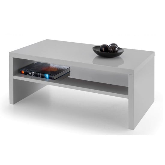 Read more about Maelie coffee table in grey high gloss with undershelf