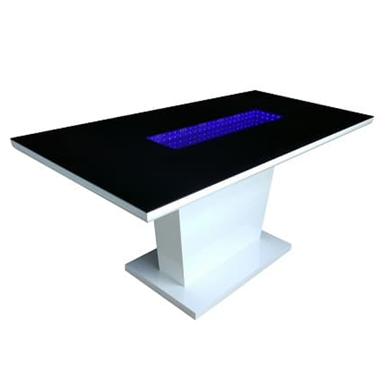 Metrix Black Glass Top Dining Table With White Gloss And LED_2