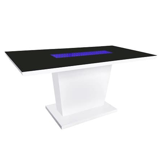 Metrix Black Glass Top Dining Table With White Gloss And LED_1