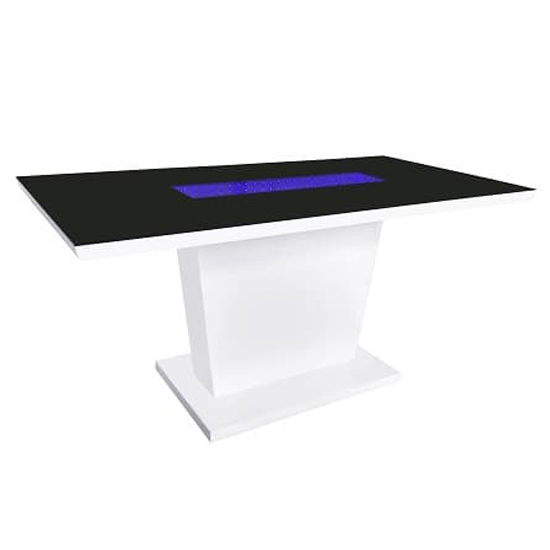 Read more about Metrix black glass top dining table with white gloss and led