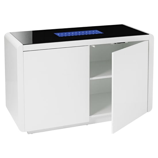 Read more about Metrix white high gloss sideboard with black glass top and led