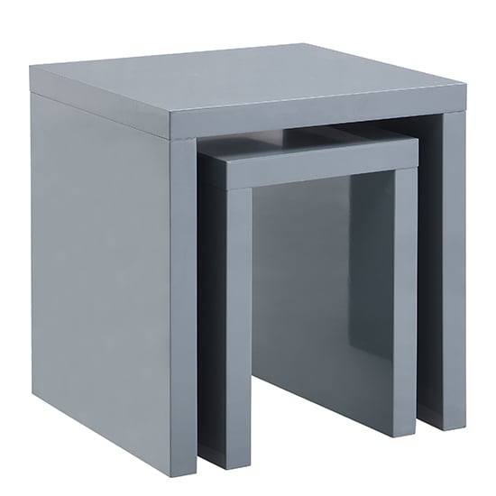 Metro Square High Gloss Set Of 2 Nesting Tables In Grey_5
