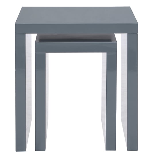 Metro Square High Gloss Set Of 2 Nesting Tables In Grey_7