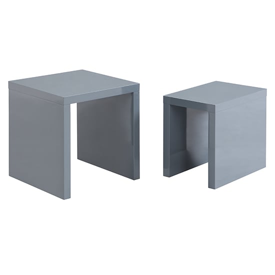 Metro Square High Gloss Set Of 2 Nesting Tables In Grey_8