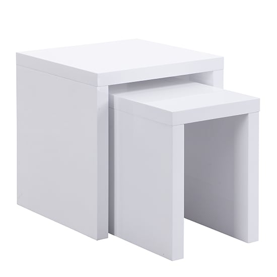 Metro Square High Gloss Set Of 2 Nesting Tables In White_4