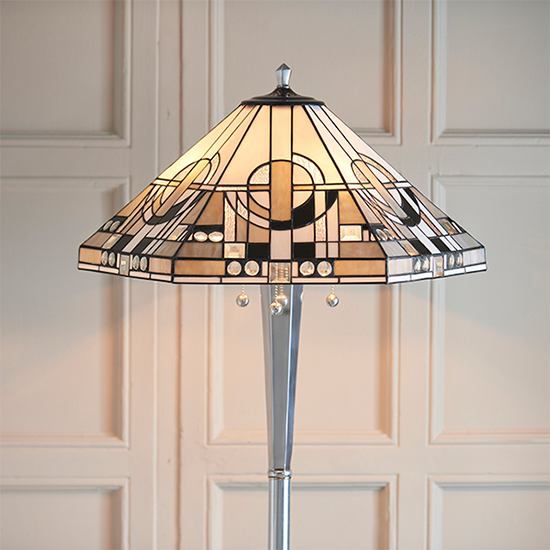 Metropolitan Tiffany Glass Floor Lamp In Polished Aluminium_2