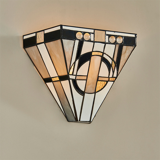 Photo of Metropolitan tiffany glass wall light in matt black