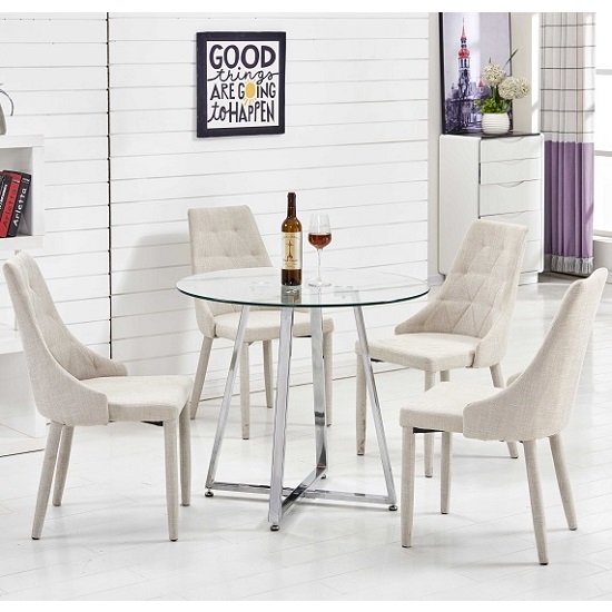 Melito Gl Dining Table Round With 4 Wilkinson Beige Melito Gl Dining Table Round With 4 Wilkinson Beige Chairs