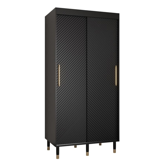 Metz I Wooden Wardrobe With 2 Sliding Doors 100cm In Black