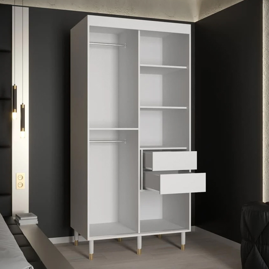 Metz I Wooden Wardrobe With 2 Sliding Doors 100cm In White