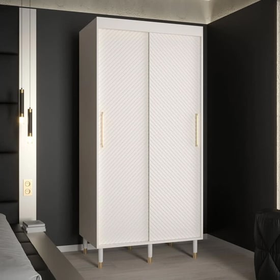 Product photograph of Metz I Wooden Wardrobe With 2 Sliding Doors 100cm In White from Furniture in Fashion